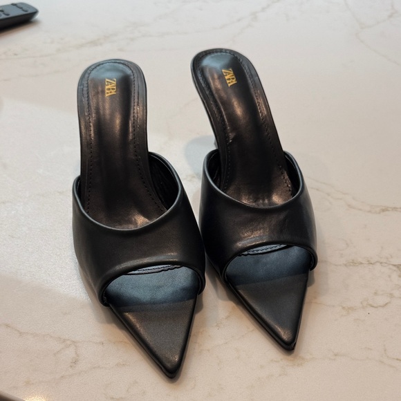 Zara Shoes - Zara Black Pointed Toe Slip-On Heels